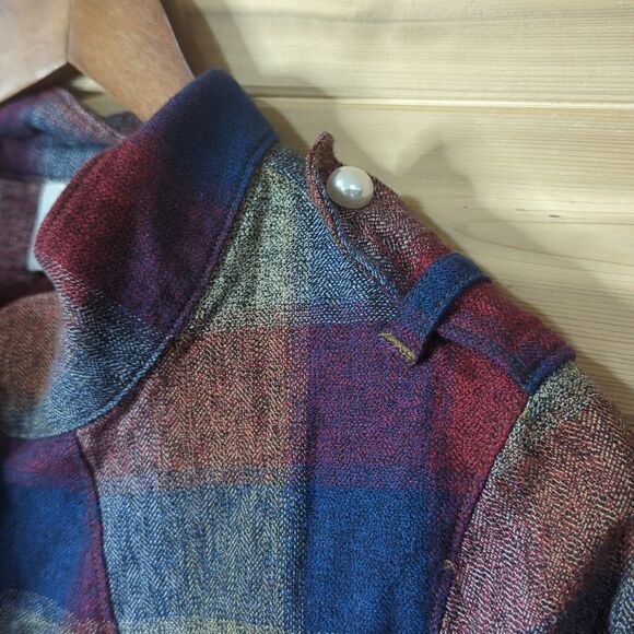 CAbi Jacket Womens Medium Multicolor #3555 Plaid Collage Zip Up Pearl - Picture 7 of 13